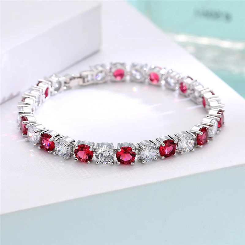 Women Luxury Jewelry Classic Design AAA+ Round 0.5 Carat Cubic Zircon Bangle Tennis Bracelet