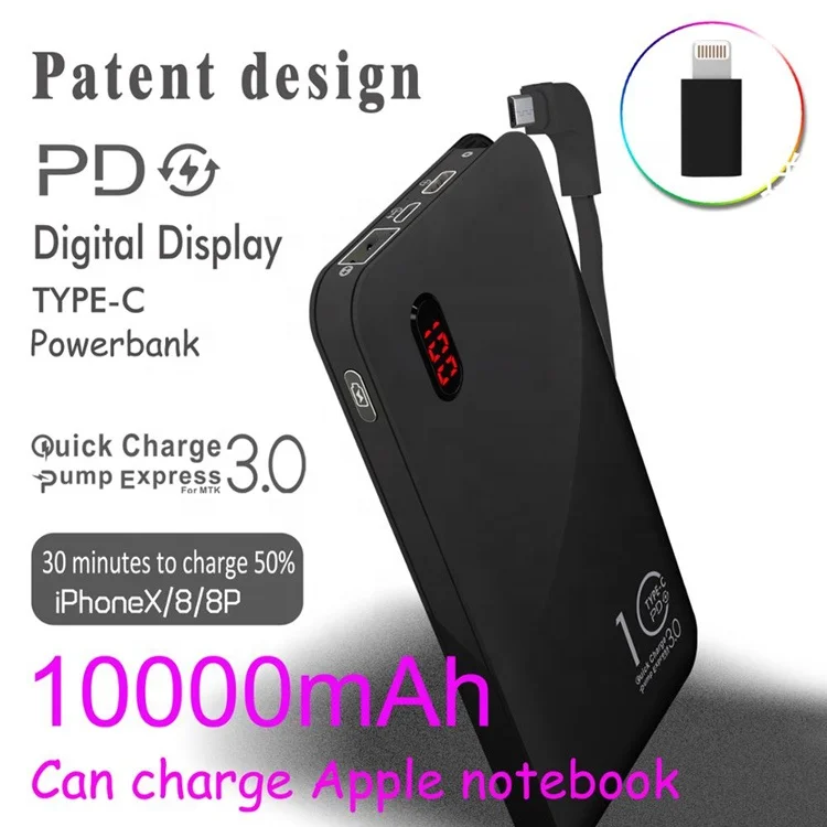 New technology consumer electronics 10000mah fast charging power banks with dual way input