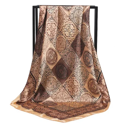 Vintage Fashion popular multiple color Polyester Italian satin hijab scarf for women stylish
