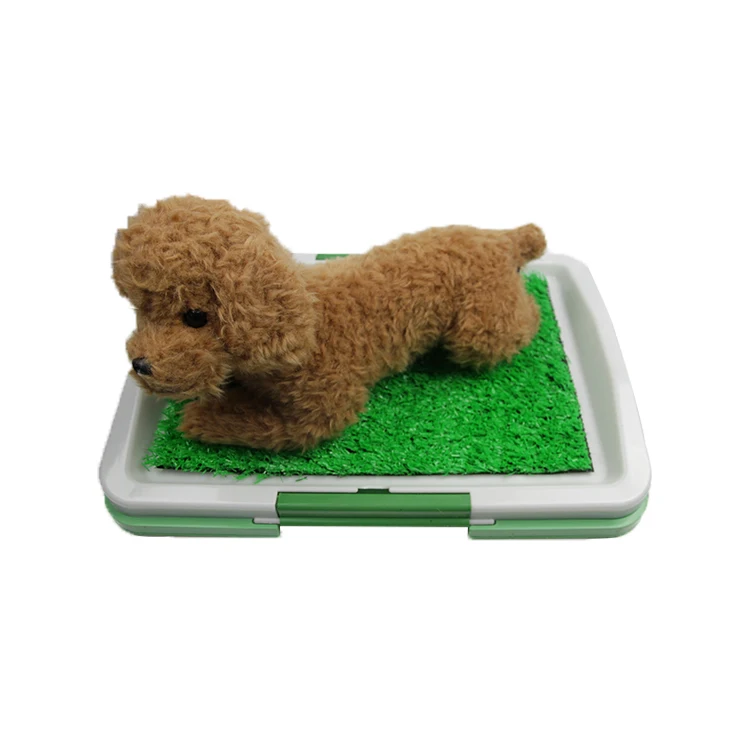 Portable pet dog toilet training plastic litter box with lawn indoor grass mat pad puppy potty