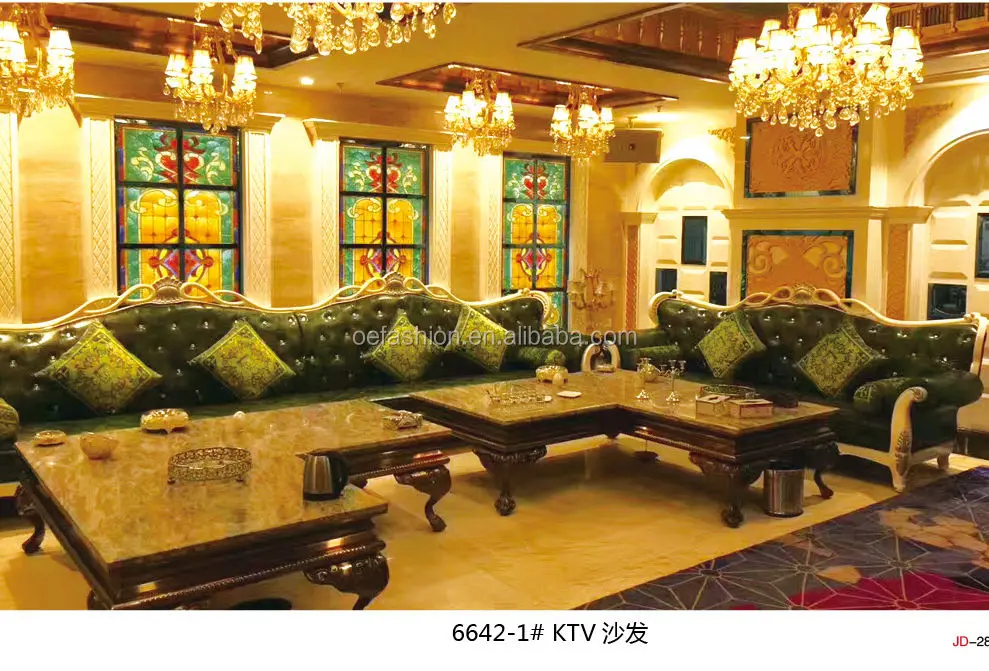 OE-FASHION Customized Luxury New Classic Solid Wood Carving bar Nightclub Sofa Furniture