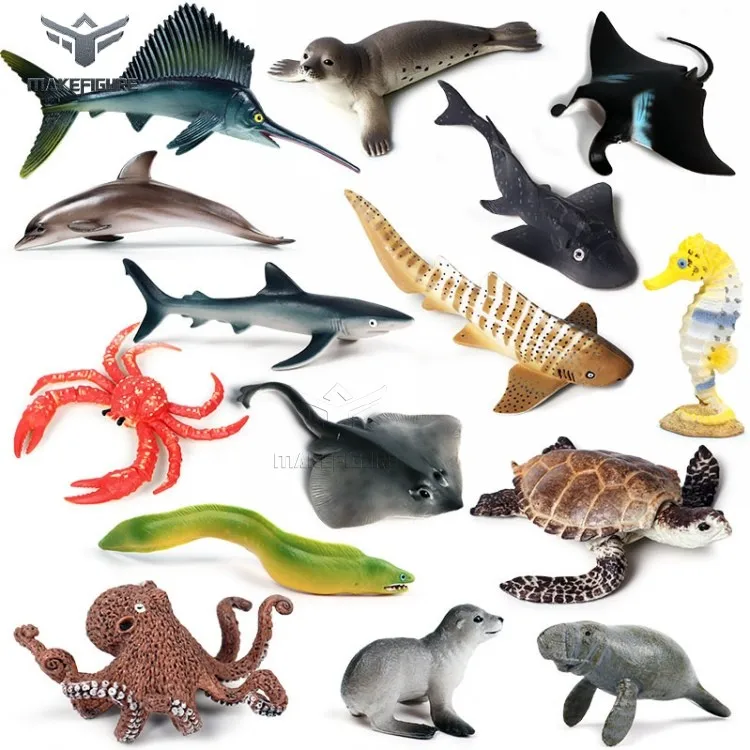 Custom Made Ocean Animals Figures Models Lifelike Sea Animals Model Figurines Solid Shark Sea Animal Toy For Kids Learning