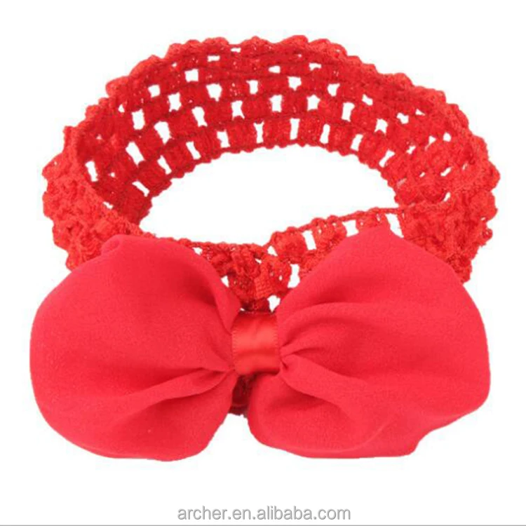 Hollow Out Knit Chiffon Bow Headband Tulle Flower Headband Infant Girls Kids Hair Accessories Ha-1078