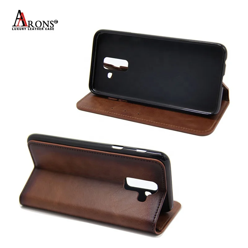 Фабрика питания противоударный градиент цвет пояса из натуральной кожи флип чехол для телефона Galaxy A6 +/A6 плюс 2018