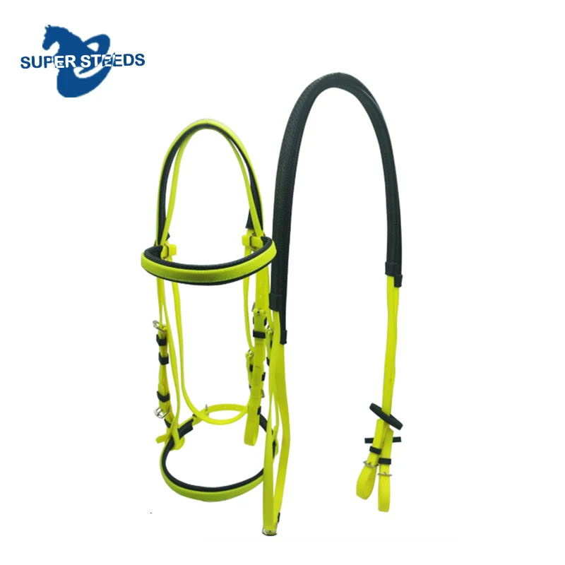 English Western Style Bridle with Durable Nylon Reins Rubber Grip for Eventing Endurance Racing Horse Halters