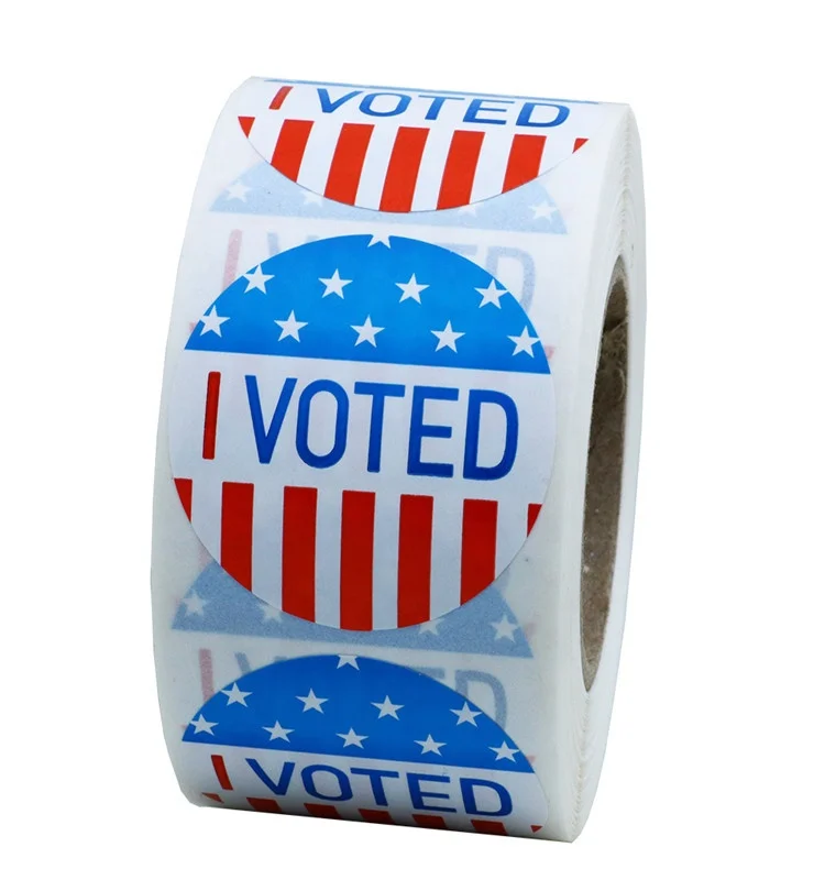 Hybsk I Voted Today with Red, White, black and Blue Circle Stickers 1.5 Inch Round 500 Labels Per Roll
