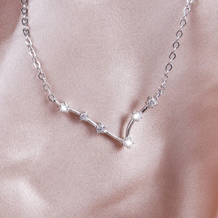 Horoscope Zodiac Symbol Necklace 925 Sterling Silver Pendant Jewelry for Girls