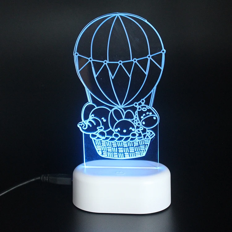 Creative cute animal shape kids night light 3D LED night Acrylic crafts Laser Engraving