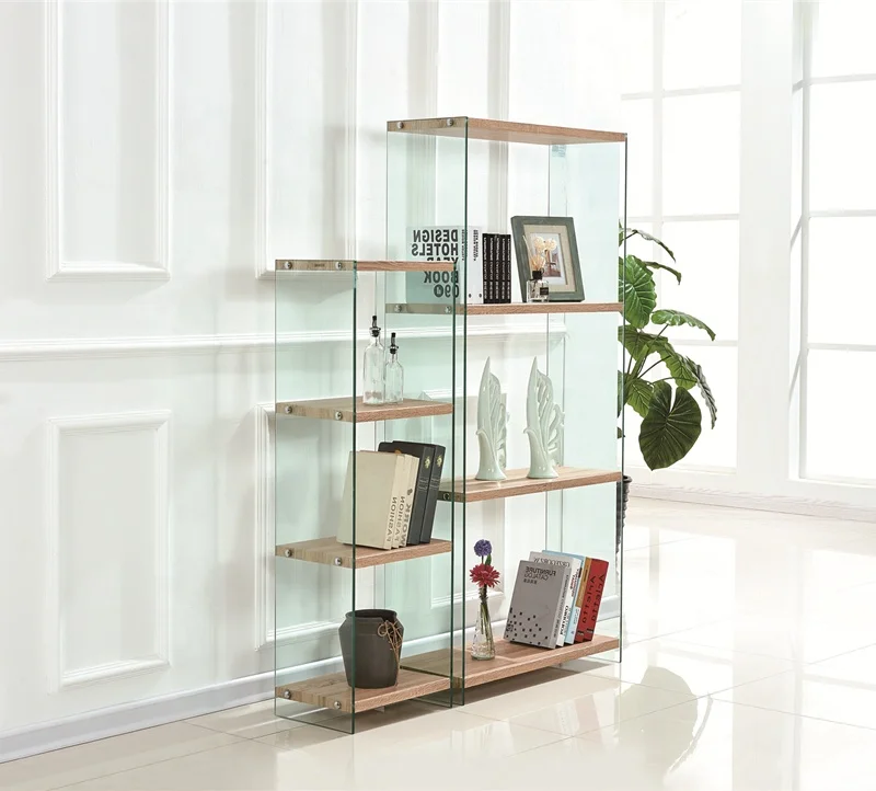 
Hot Sale living room furniture 3 Tiers tempered hot bent glass bookcases/Storage rack/Storage Shelf designs 