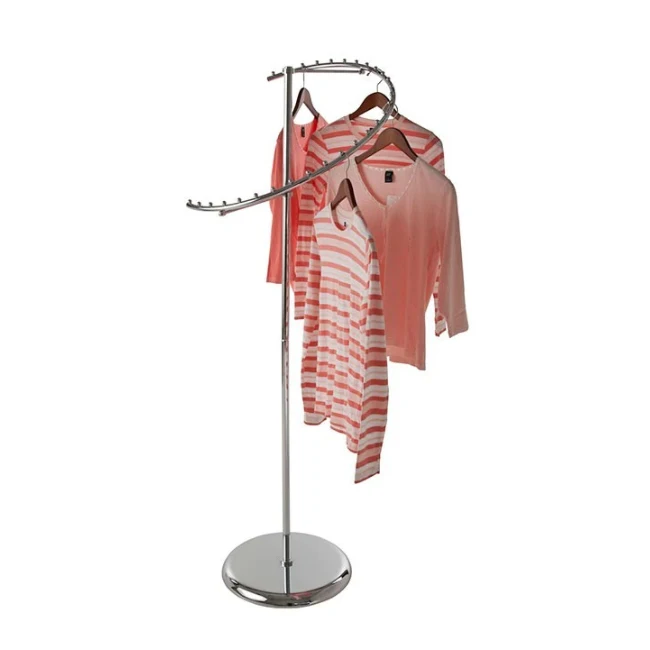 
European style clothing rack for sale round spiral clothing display rack 29 retaining studs chrome finish hotselling online shop 