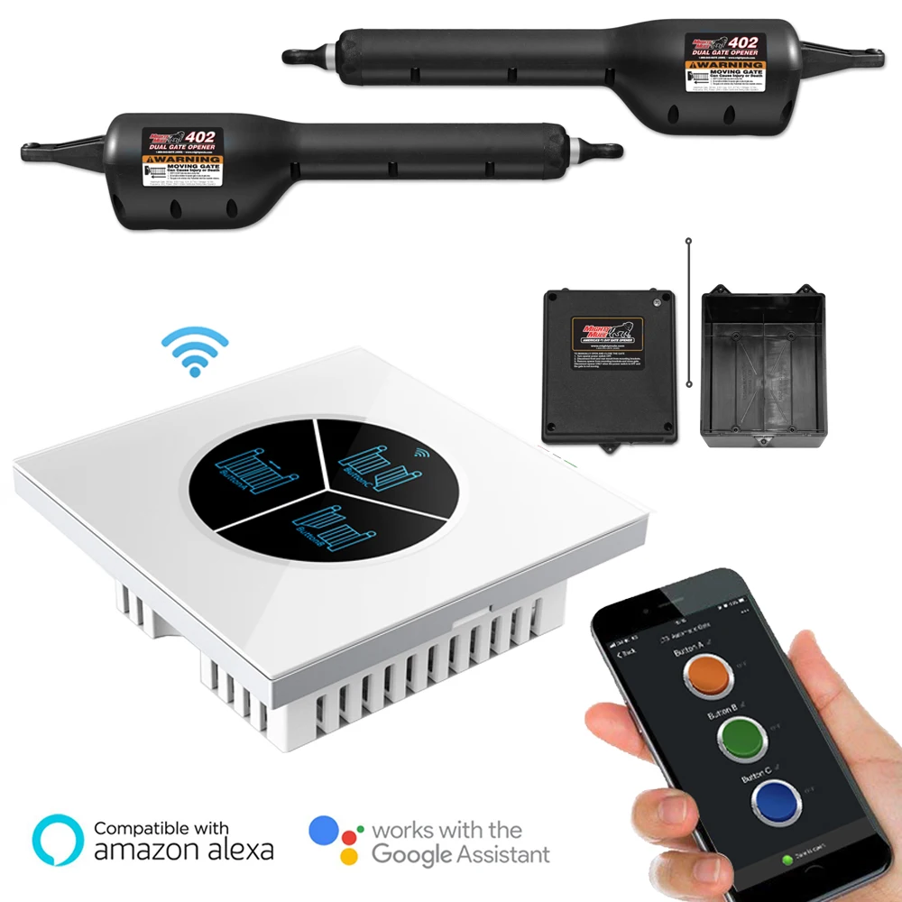 Double Electric Automated Swing Gate Opener WiFi Rolling Code Remote Control