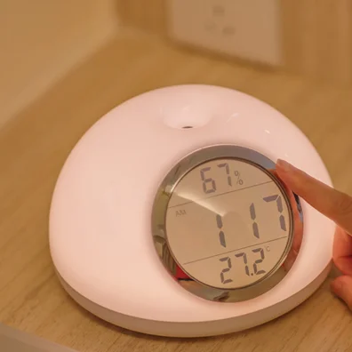 LED Display Temperature and Humidity Natural Light to Wake Up Alarm Clock
