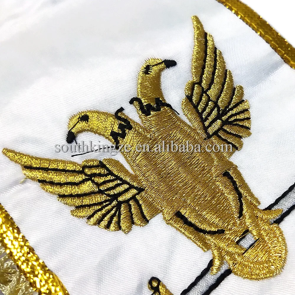 
Masonic Regalia 33rd Scottish Rite 33 Degree Masonic Charm Jewel Wings Up Embroidered Silk Collar 