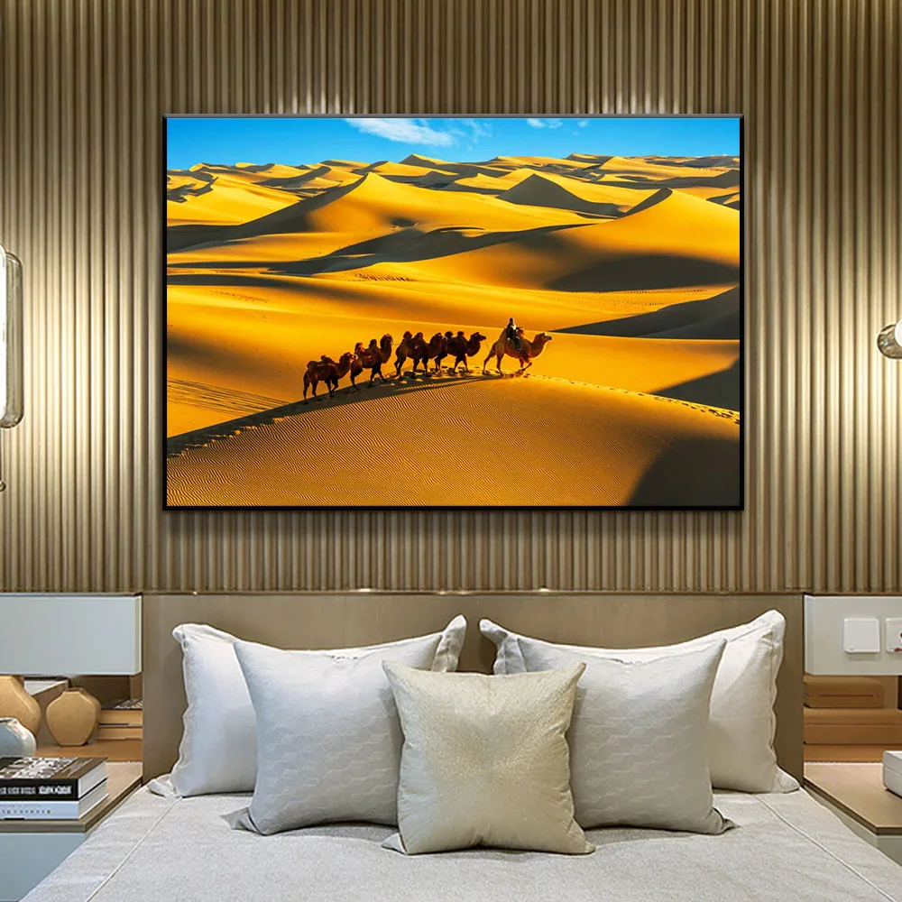 
Home goods handpainted hotel decoration desert landscape camel oil painting 