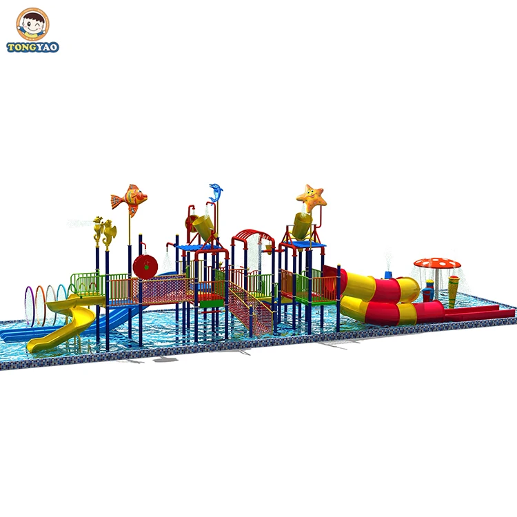 Custom Outdoor playground Plastic Tube Slides Large Water Park With Splash Equipment