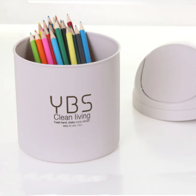 Fashionable New Trash Can Mini Portable Garbage Waste Bin Desktop Roll Swing With Lid