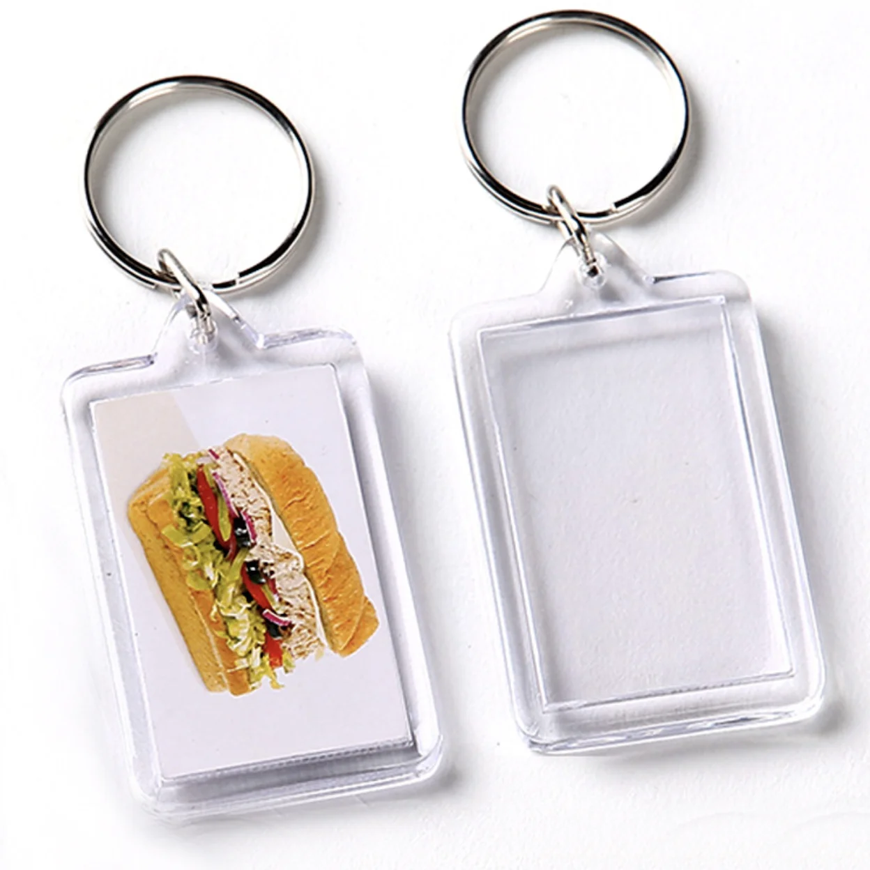 Transparent Insert Photo Picture Frame plastic blank acrylic Key Ring Chain