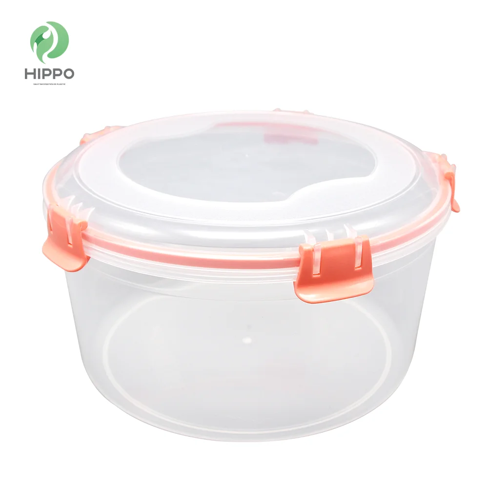 Round airtight plastic food container