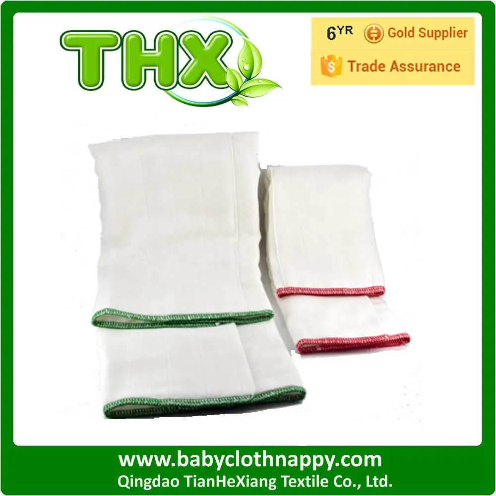Soft and Absorbent Organic Cotton Bamboo Muslin Prefold Cloth Diaper