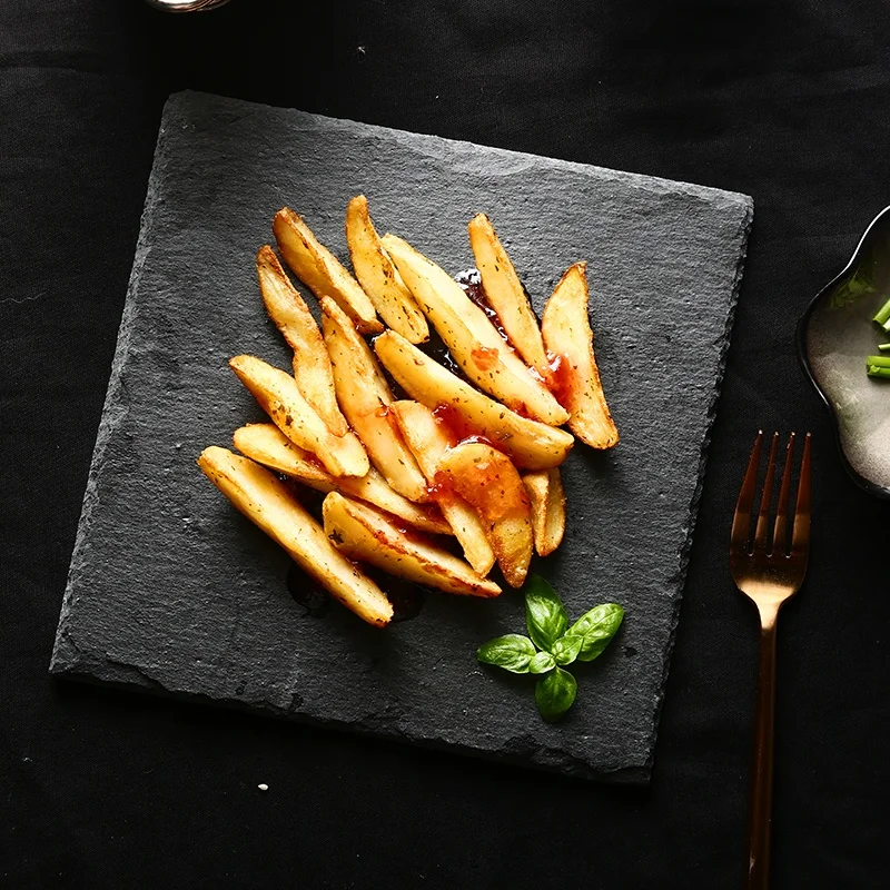 
Bulk buy from china factory natural black stone slate japanese restaurant tableware plate cheese board cake board 