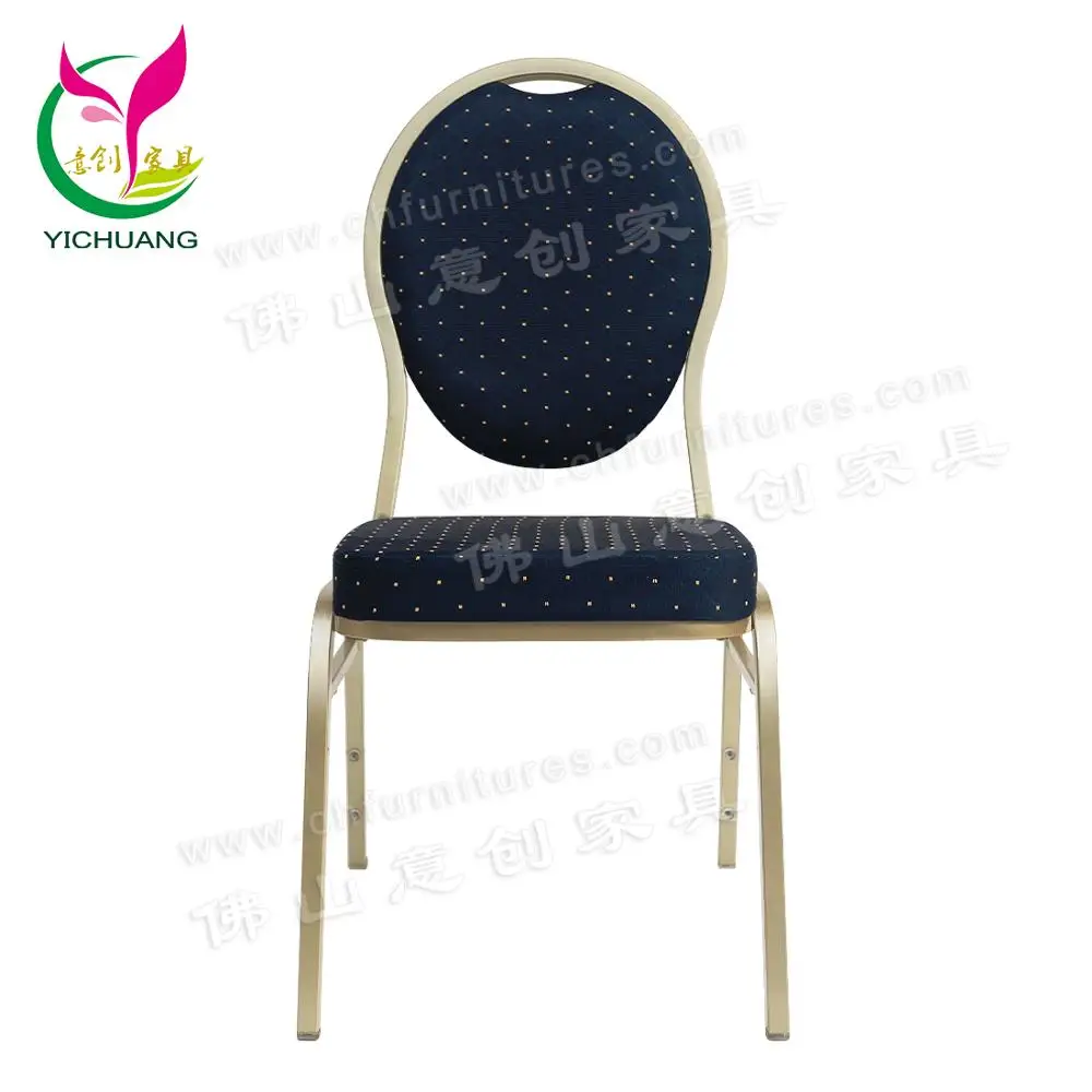 YC-ZL10-04 High Quality Fabric Cushion Dining Room Gold Aluminum Banquet Chair For Sale