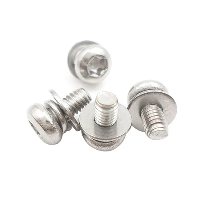 Authentic Stainless Steel 304 Plum-groove Round Head Flat Spring Cushion Combination Screw GB2672 Combination M6 Series