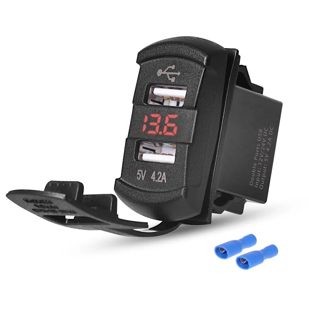 4.2A 12V -24v  USB Charger Socket with  LED Voltmeter