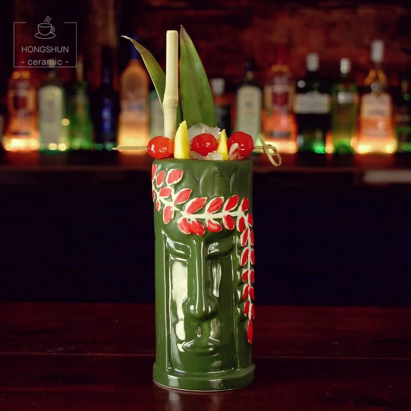 
Tiki Mugs Drinkware 10 oz Ceramic Tiki Mug goddess Statue Cocktail Glass Stoneware Beer Mug 