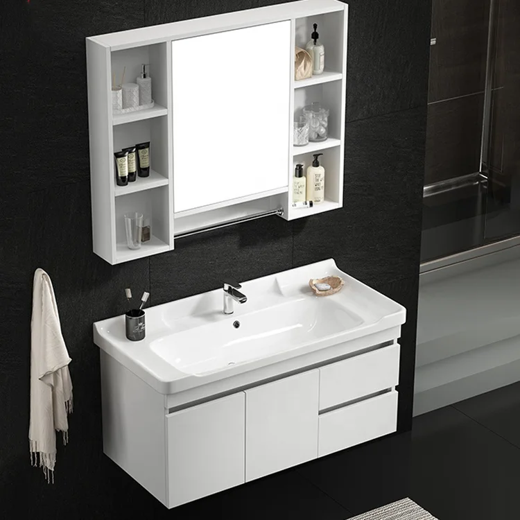 Wall Mounted Luxury Hotel Basin Mirror Vanities Cabinet Bathroom Furniture