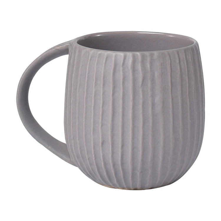 Striped curved design wholesale matte tea set custom logo coffee mug / home goods ceramic cup
