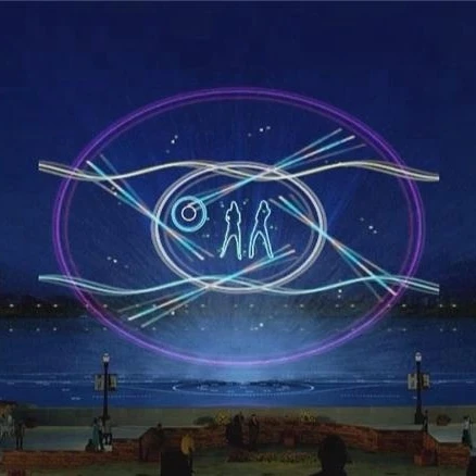 water laser show with projector movie screen