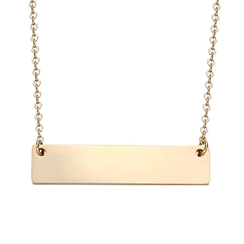 Wholesale Diy Stainless Steel Blank Customize Personalized Engraved Pendant Bar Necklace