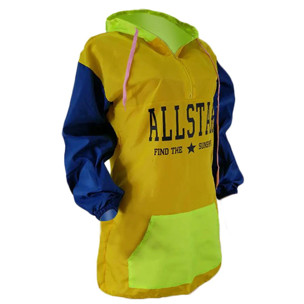 
HM6103 New womens fashion stitching letter printing hooded long-sleeved sunscreen thin coat 