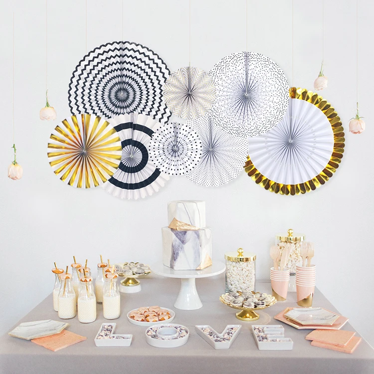 
Callfeny party supplies 8 pcs paper fan for wedding decorations, birthday party decorations 