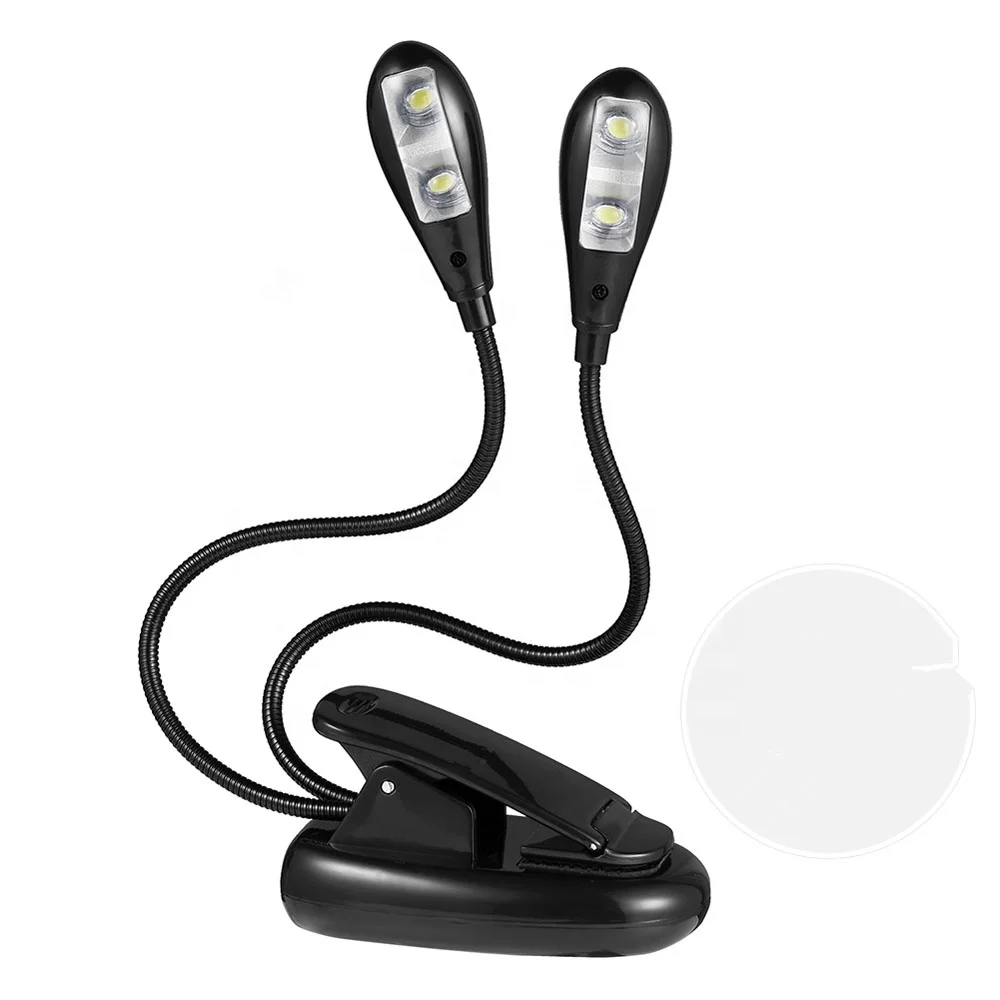 Rechargeable LED Book Light Reading in Bed 2-level Brightness Eye-Care Clip On Lamp with Flexible Gooseneck for desk