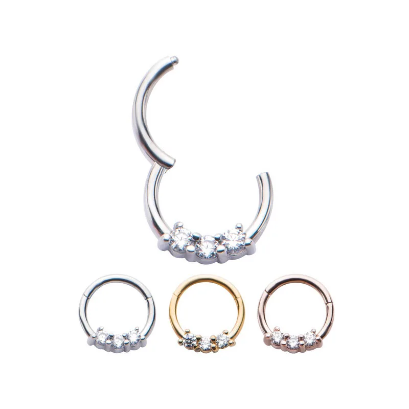 High End Quality Hinged Segment Rings with Prong Set Clear CZ Gem