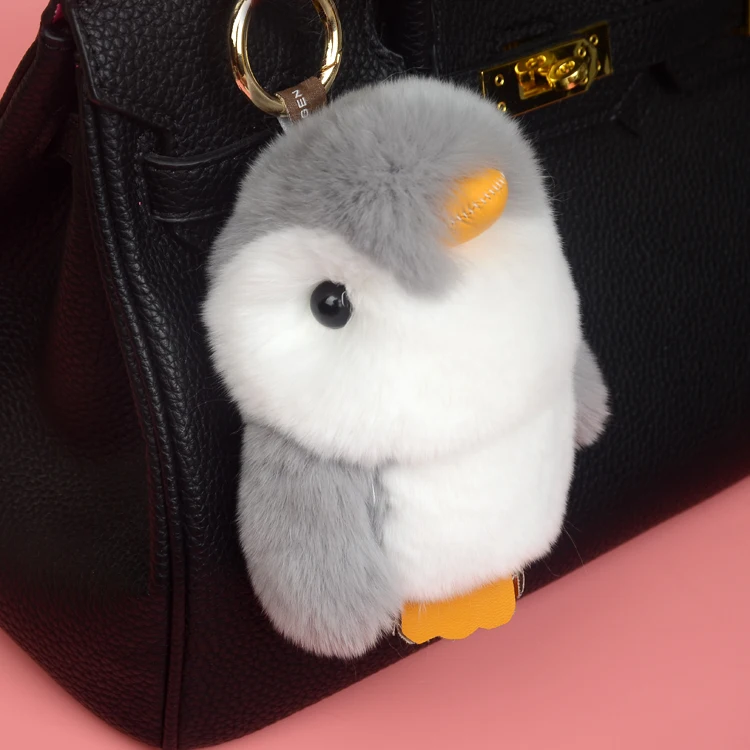 Top Quality Rex Rabbit Fur Penguin Keychain For Bag Pendant Keychain