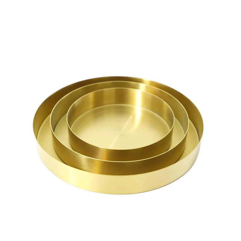 3 sizes round gold stainless steel candy tray metal jewelry storage tray