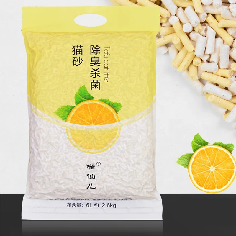 Оранжевый кошачий наполнитель Tofu, легко очищающий кошачий наполнитель, упаковка 6 л