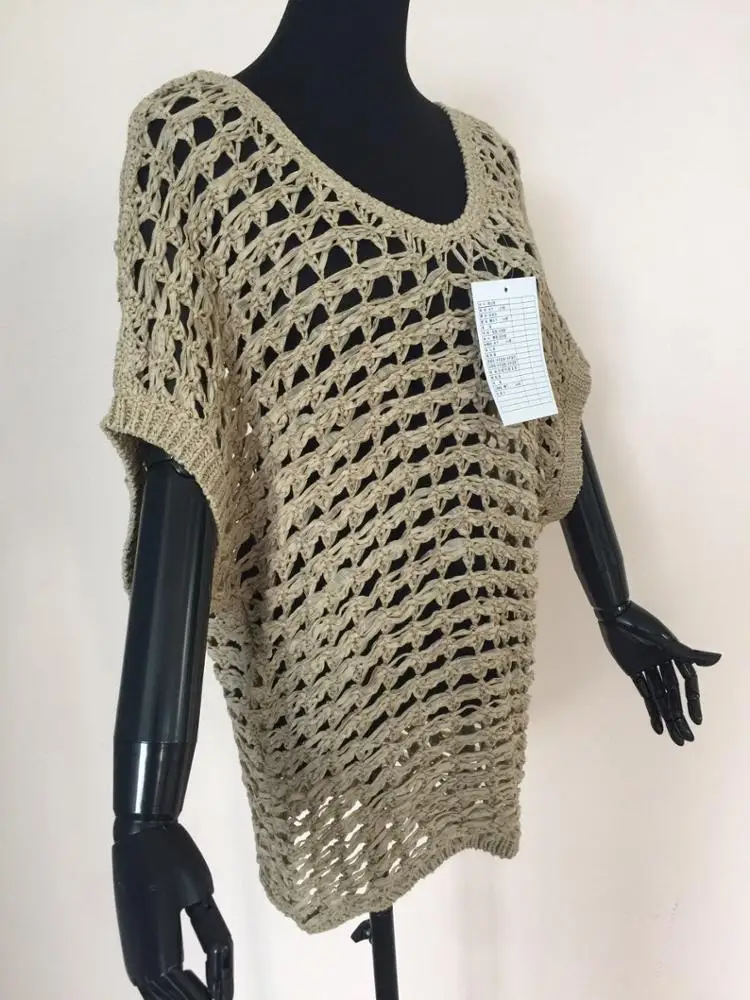 
2019 Summer latest women large size knitted loose pullover oversize hollow out sweater 