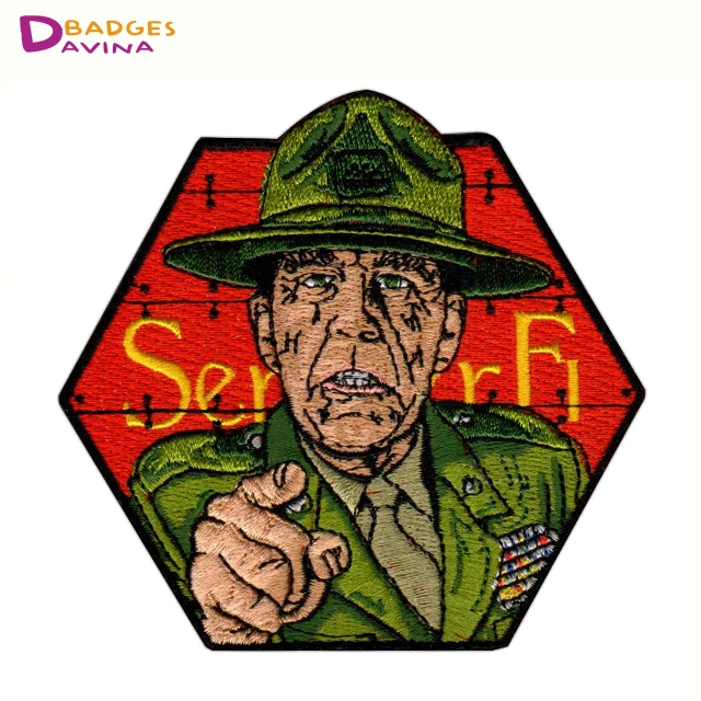 Wholesale Custom embroidered badge type twill fabric iron on embroidery patch Glow in the Dark Patches