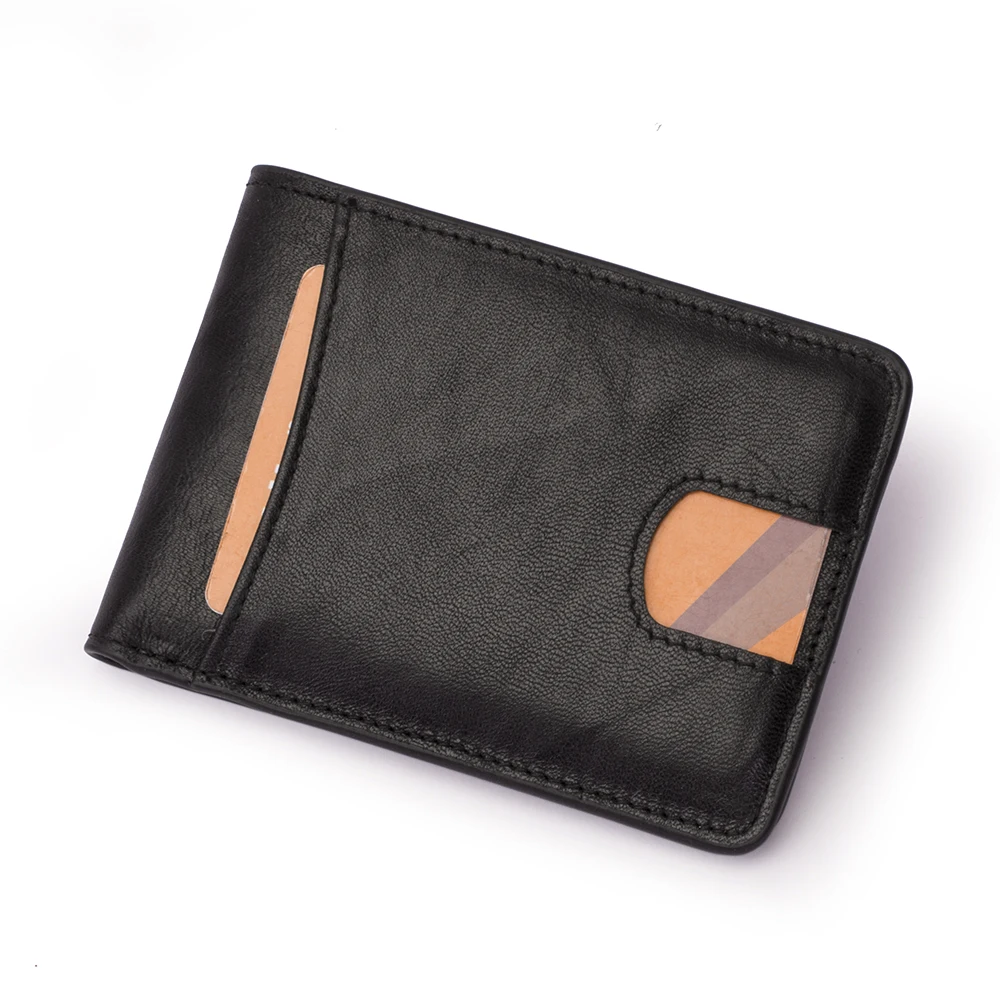 
Wholesale Top Grain Cow Leather Wallet Factory Credit Card Holder Purse RFID Blocking Small Unisex Wallet for Men 