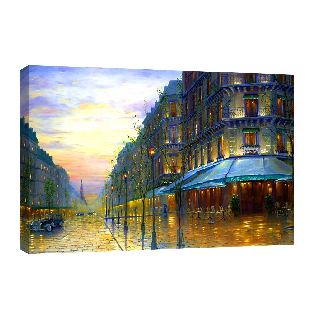 Handpainted french paris street scenery canvas oil painting for living room home hotel cafe modern Wall art Decoration