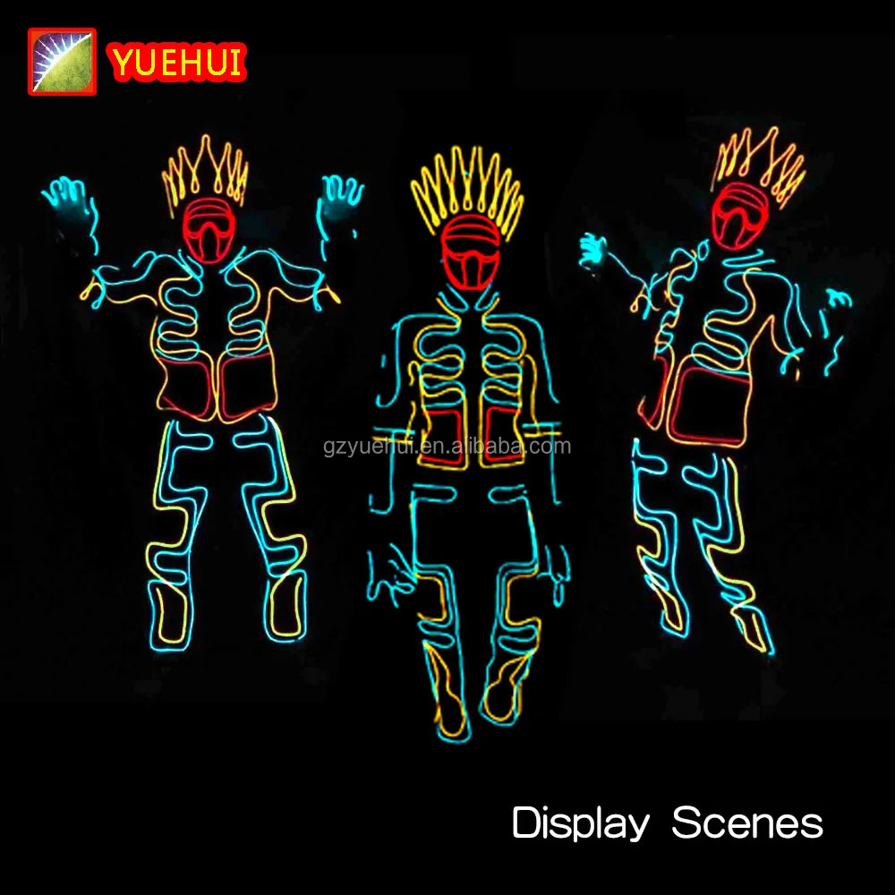Cold Light Clothing Glowing Costume Carnival EL Indian Luminous EL Wire Suits Men Led Costume Manufacturer Wholesale In Stock