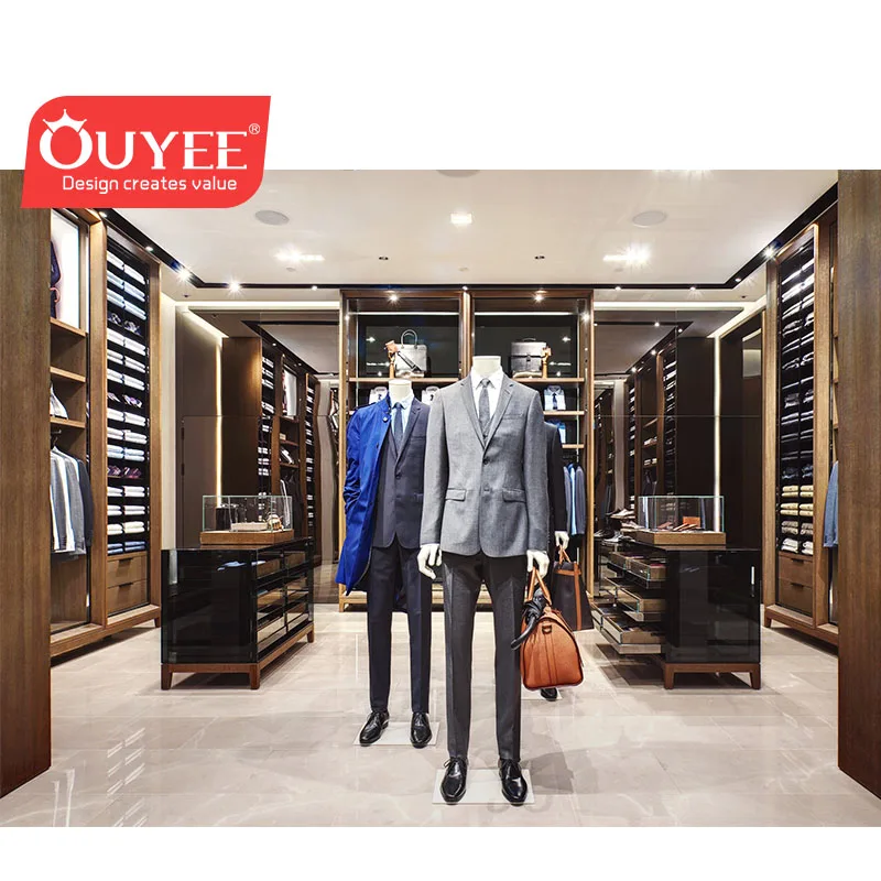 Custom Men Garment Shop Interior Design Clothing Store Fixtures Classic Men Clothing Showroom Design