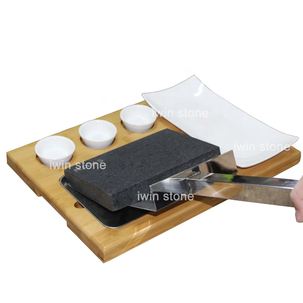 Restaurant Steak on a Stone Set,stone grill plate Cooking Steaks Hot Rock Grill Plate,Lava Stone Steak Set