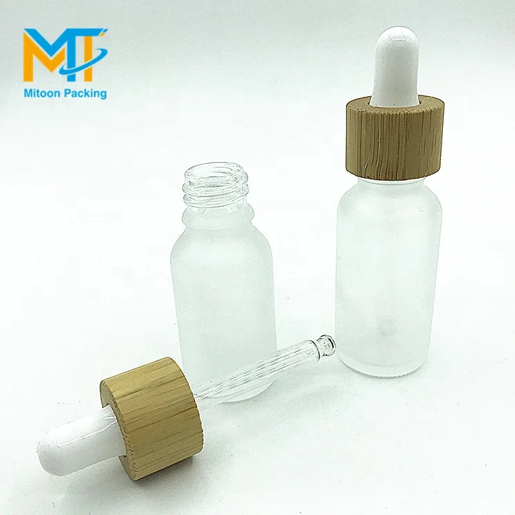 5ml 10ml 15ml 20ml 30ml 50ml 100ml matte frosted white glass dropper bottle with bamboo lid bamboo cap