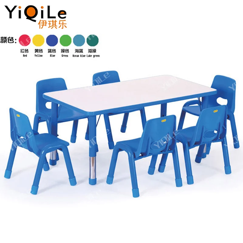 Material safe and easy to clean kids classroom table and chair nursery furniture wooden daycare table and chairs