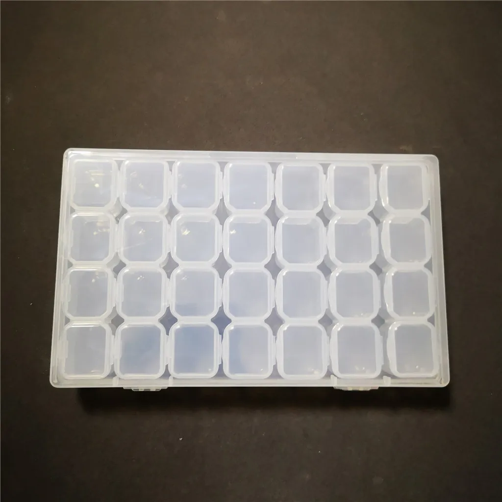 28 Grid Jewelry Diamond Painting Detachable Plastic Transparent Rhinestone Nails Art Container Bead Storage Box