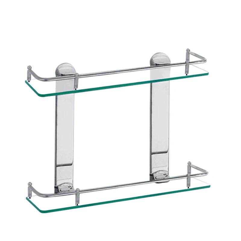 
Stainless steel 304 double square bath floating glass shelf holder 